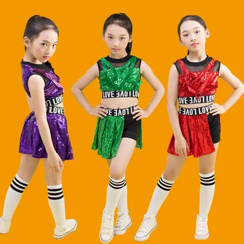 

Songyuexia Children Performance Costume Jazz Hip-hop Suit Cheerleading Dance Walking Show Costume