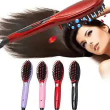 Электрическая расческа для выпрямления волос, керамический нагревательный утюжок, выпрямитель для волос, щетка против ожогов, для распутывания шелковистых волос, штепсельная вилка европейского и американского стандарта