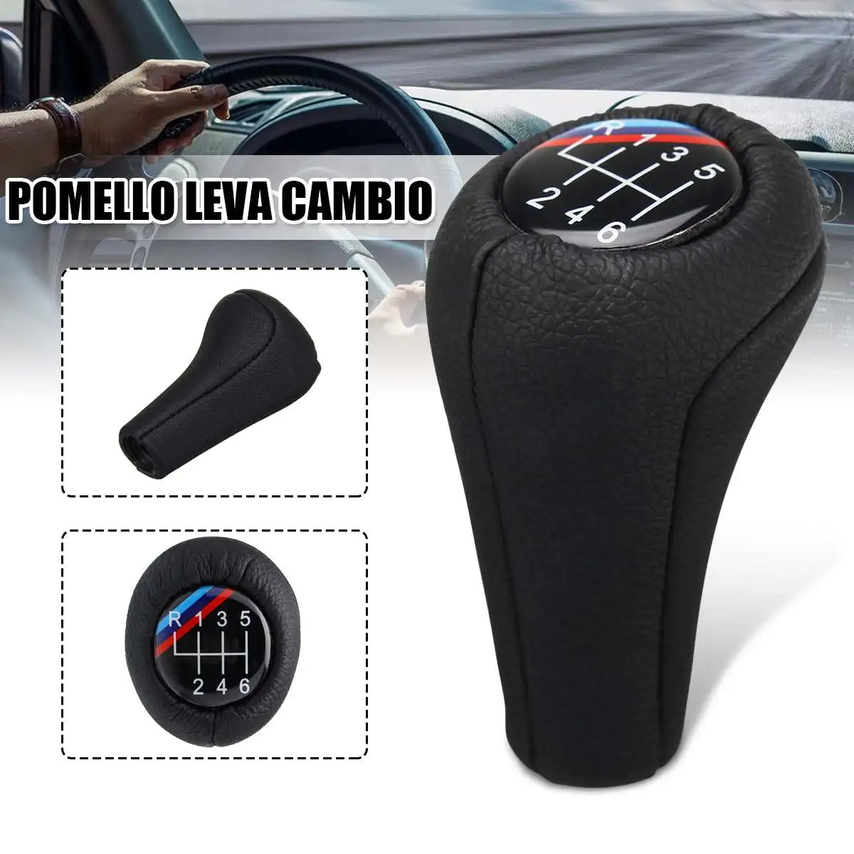 6 Speed Car MT Gear Shift Knob Leather Shifter Lever Stick for BMW E34
