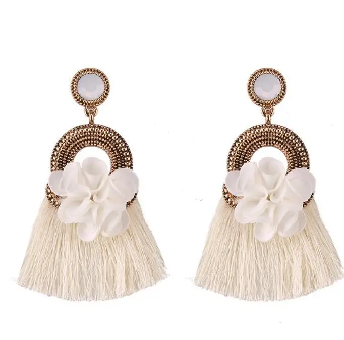 Buy Vintage White Cloth Flower Earring for Women