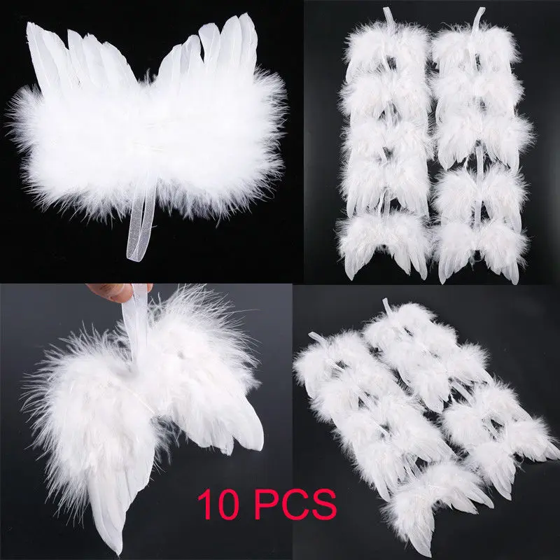 

10Pcs Angel Feather Wing Christmas Tree Home Party Decor Hanging Ornament Wedding Prop