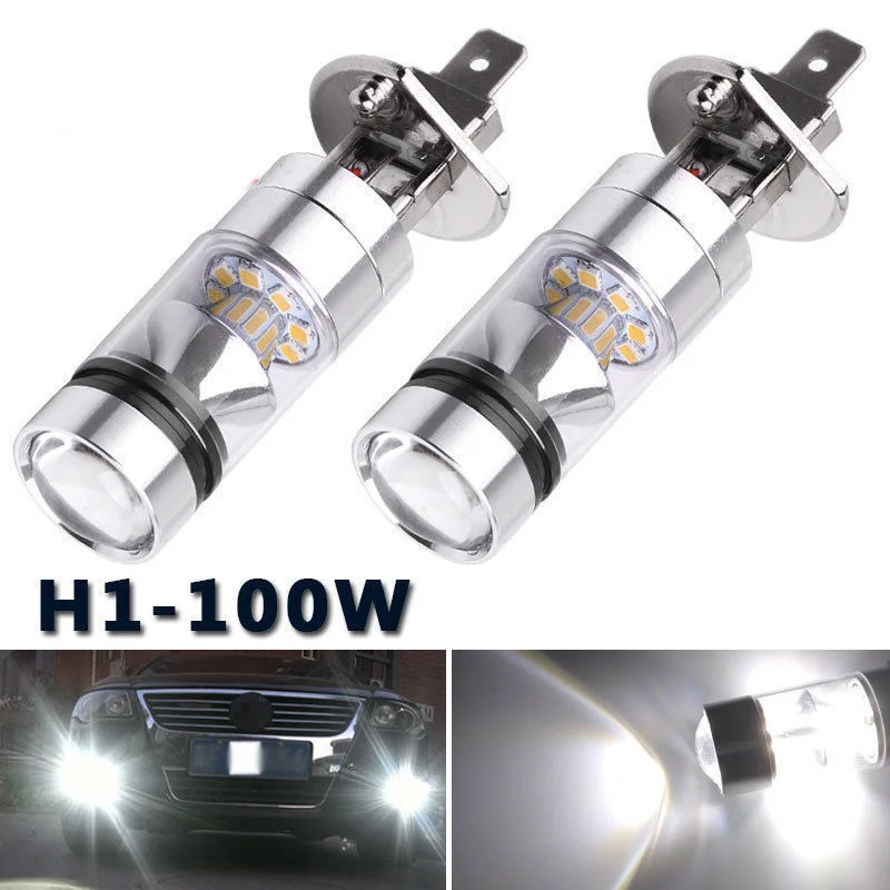 

2pcs 100W 6000K White 12-24V H1-2323-20SMD LED Projector Fog Driving DRL Lights high quality suitable for cars
