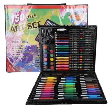 

Children's Painting Tool Set Water Color Pen Wax Crayon Drawing Art Supply Pink Portable Art Supplies Set Educational Tools