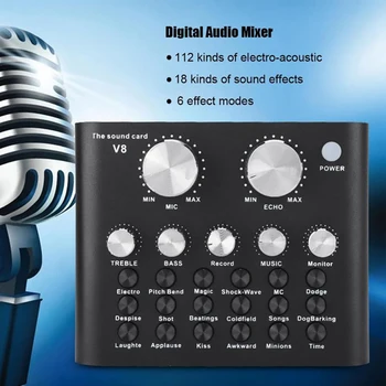 

2019 V8 Audio External USB Headset Microphone Live Broadcast Sound Card For Mobile Phone Computer PC
