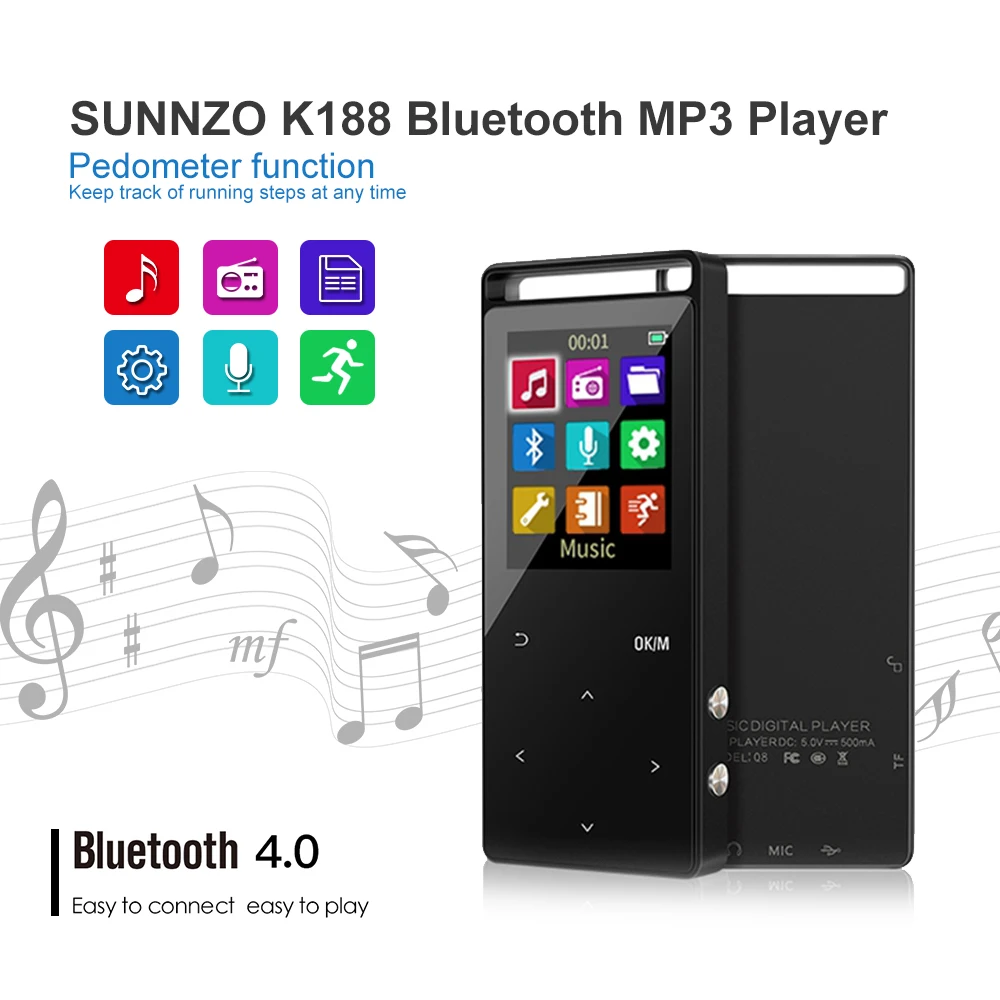 

16GB MP3 Player Bluetooth 4.0 HiFi Digital Music Potable Audio Player With Recorder FM Radio E-book MP3 Music Player