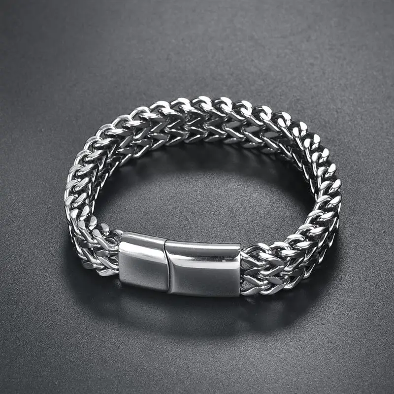 

OBSEDE Punk Titanium Steel Bracelet Men Cuff Silver Twist Bangles Rock 316L Stainless Steel Biker Fine Jewelry Party Gift 19 cm