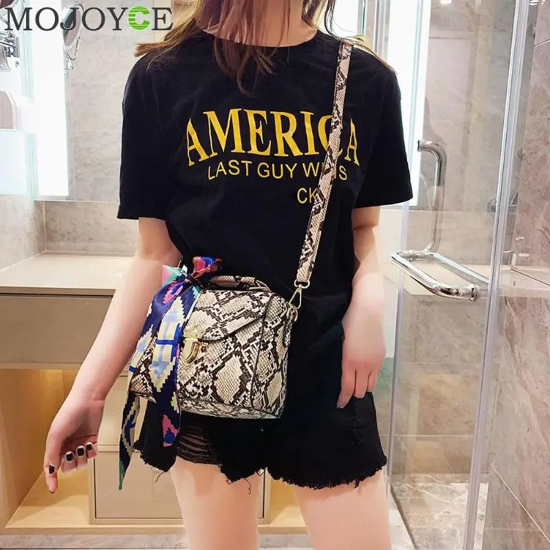 الرجعية اعوج سلسلة جولة Crossbody حقائب للنساء حقائب المطبوعة صغيرة حقيبة كتف جلدية pu الإناث ثعبان حقيبة ساعي