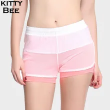 Спортивные шорты для йоги фитнес женские эластичные талии тренажерный зал короткие леггинсы двухслойный тренировочный спортивный шорты спортивные для бега одежда