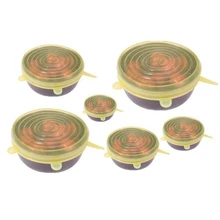 6 шт Силиконовые эластичные крышки для сохранения свежести пищи многоразовые расширяемые крышки для пищевых продуктов герметичные крышки для чаши Экологичные стрейч