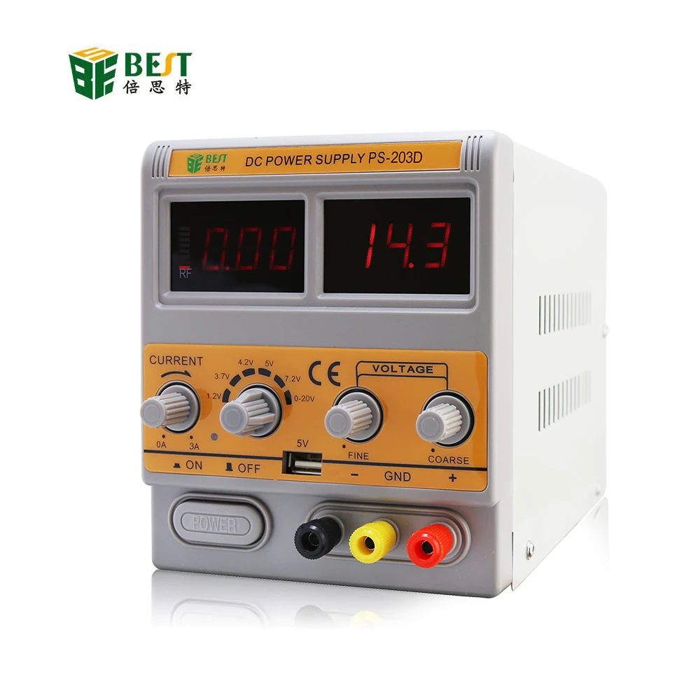 BEST PS-203D 0-20V 0-3A Adjustable DC Power Supply W/ GSM Signal Detection for Mobile Phone Maintenance Repair Power Supply
