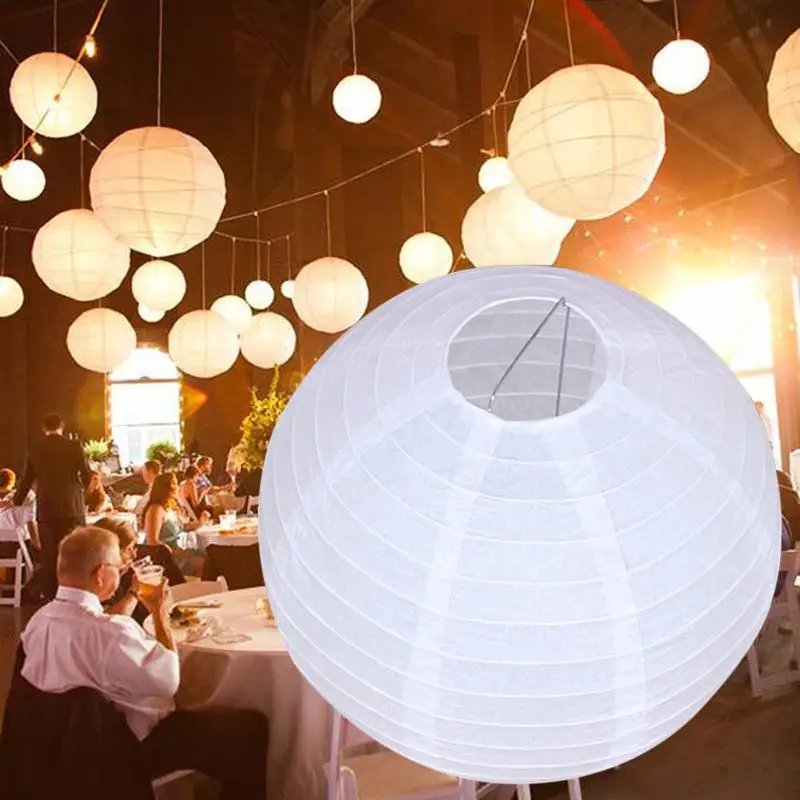

1 pcs White Chinese Paper lampion Lanterns Assorted Sizes Round Paper Lanterns Wedding Party Hanging Decor Supplies A40