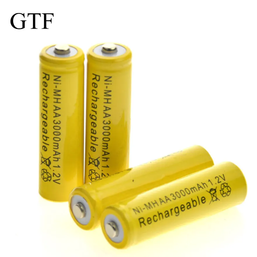 

GTF 4/6/10/20pcs NiMH 3000mAh 1.2v AA Rechargeable Battery 2A Ni-MH Batteries for Garden Solar LED Flashlight Toy Cordless Phone