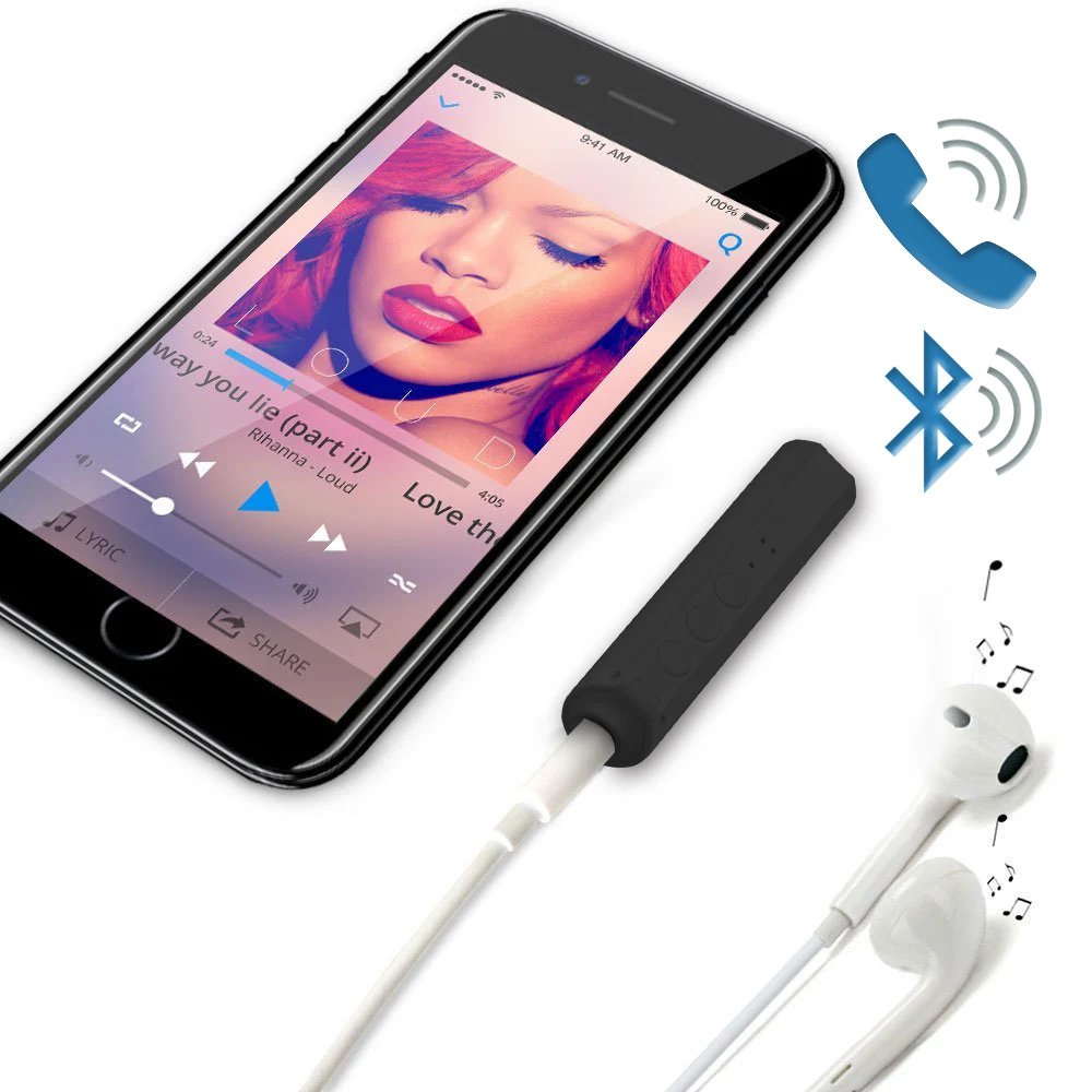 

FORNORM Universal 3.5mm Jack Mini Bluetooth 4.2 Music Audio Receiver Adapter Rechargeable Car Kit AUX for Car Stereo