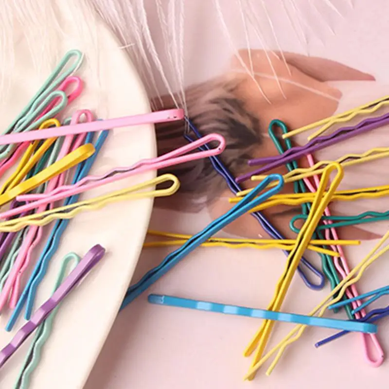 

Innovative Hairpin Colorful Gradient Headwear One-line Shaped Clip Bangs Side Clip Hair Accessories for Children Girls Women