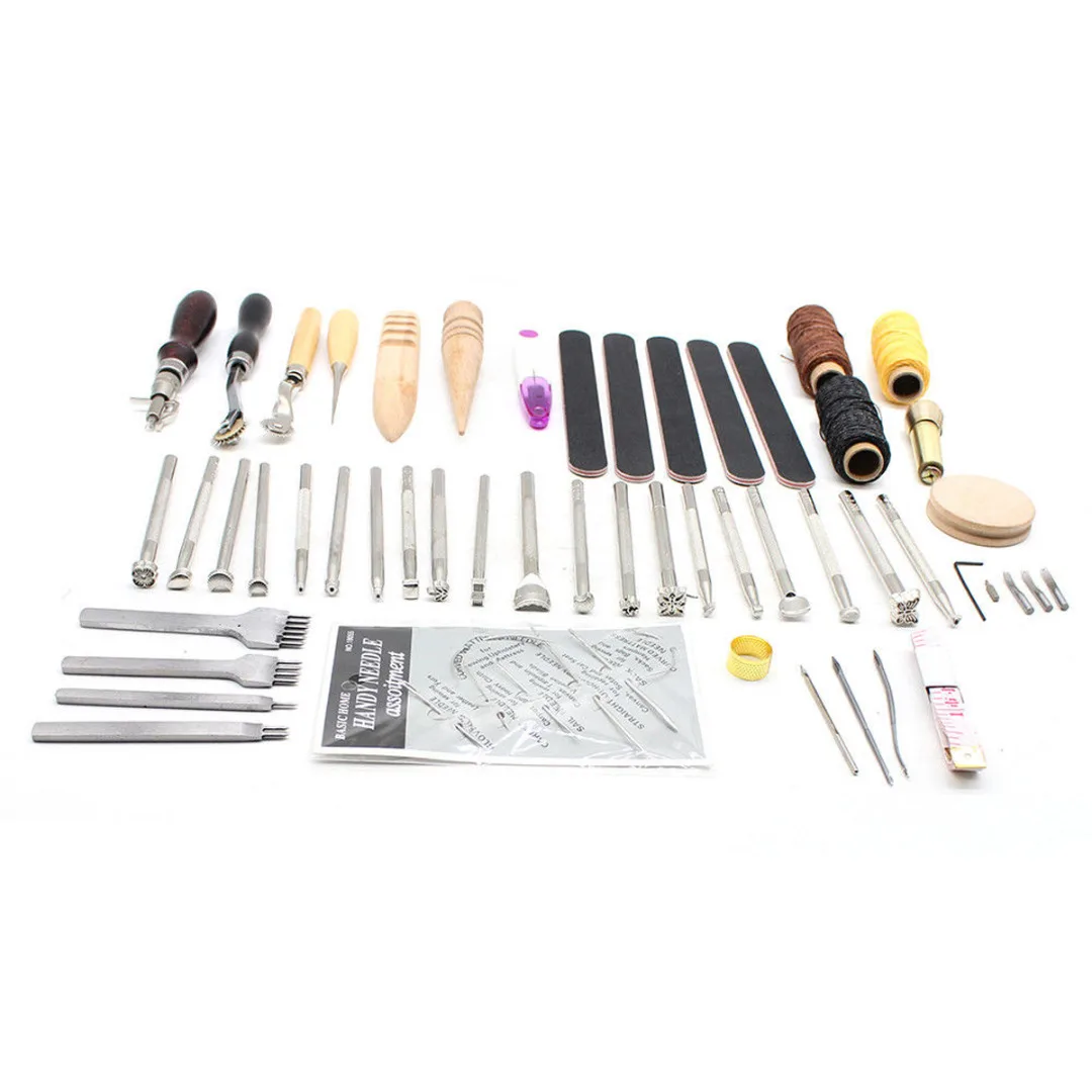 

59Pcs Leather Craft Tools Kit Set For Hand Sewing Stitching Punch Carving Work DIY Multifunctional Leathercraft Repair Tool