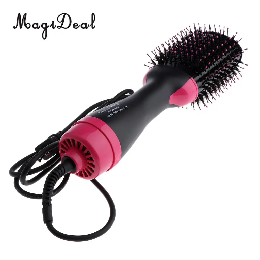 

MagiDeal Nylon Bristle Hair Dryer and Volumizer One Step Oval Brush Design US Plug