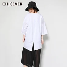 CHICEVER белая женская футболка лето три четверти рукав сзади Сплит повседневные женские летние топы мода уличная