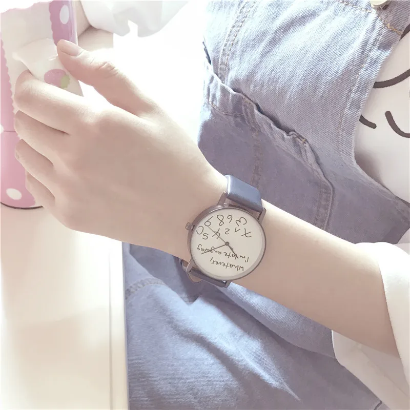 

Whatever I am late anyway Creative Watches Simple Street Leisure Women Quartz Leather Watch Characteristic Ladies Fashion Hours