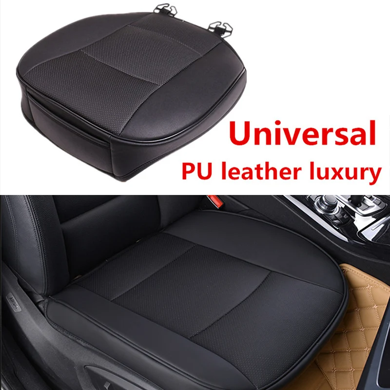 

Car Front Seat Cover Black PU Leather Fonrt Seat Cushion Stitching