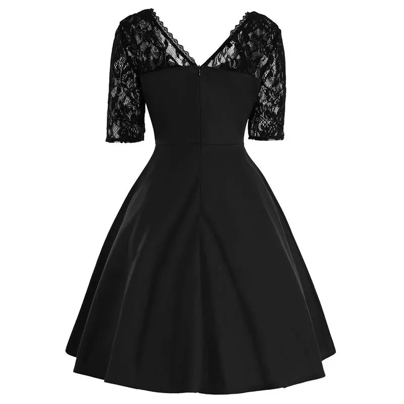 Rosetic, женское платье в винтажном стиле, сексуальное, кружевное, элегантное, алиновое, женское, простое, кружевное платье, вечерние, готическое, ретро, черное, платья, новинка