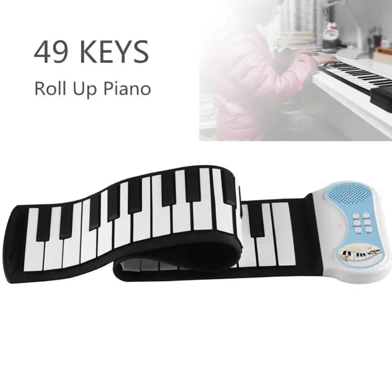 

Portable 49 Keys Flexible Silicone Roll Up Piano Folding Keyboard for Children Student PN49 Musical Instruments