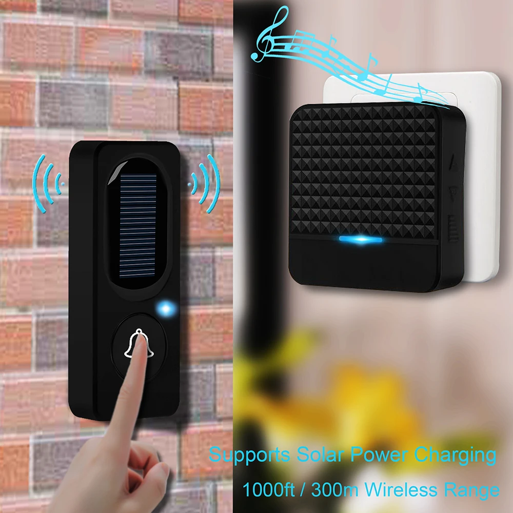 

CWH Wireless Doorbell Solar Powered Waterproof Intercom with Wireless Chime Support 200-300M Working Distance