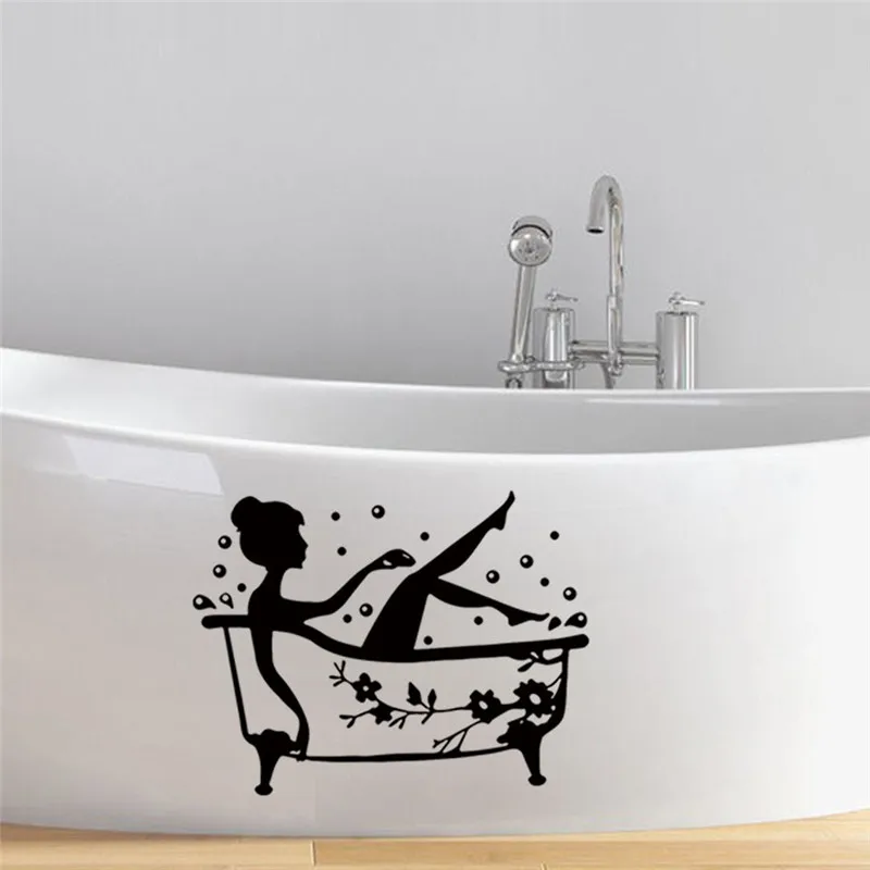 Black Flower Vine Girl Wall Sticker Bathroom Stickers for Doors Home Shower Bath Room Decor Removable PVC Plane Art Vinyl Mural Black Flower Vine Girl Wall Sticker Bathroom Stickers for Doors Home Shower Bath Room Decor Removable PVC Plane Art Vinyl Mural