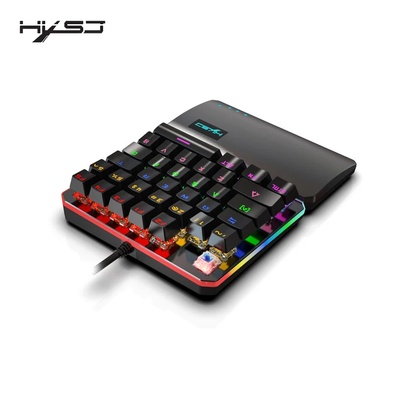 Ручная клавиатура 35 клавиш RGB несколько режимов подсветки HXSJ игровая для одной