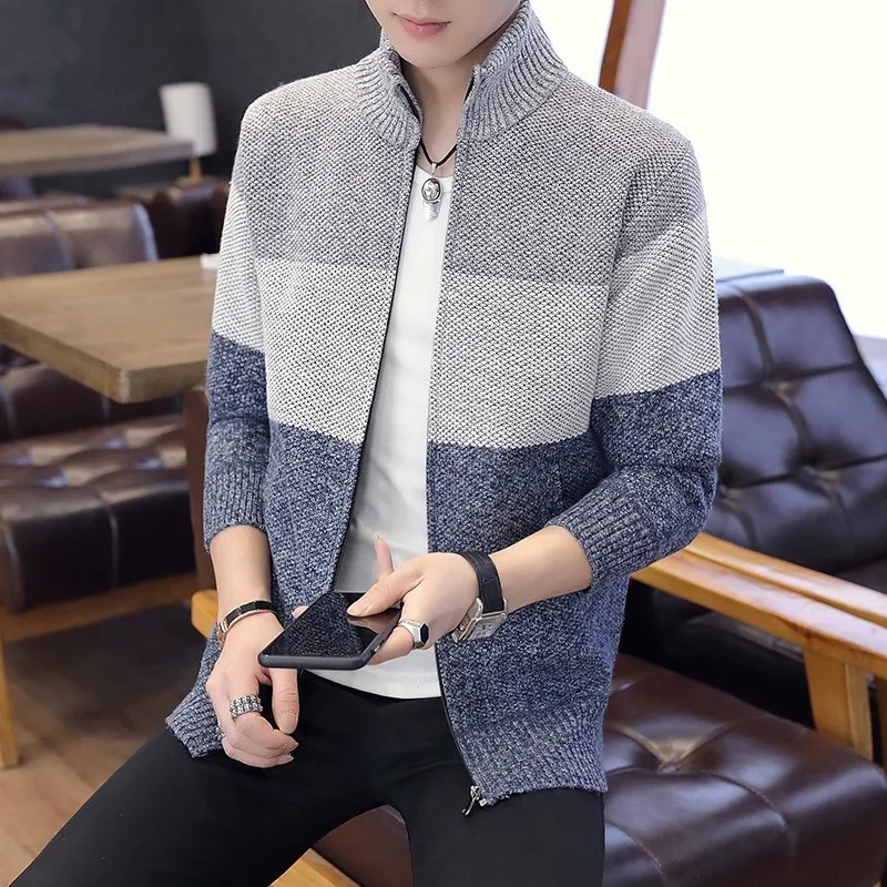 Zollrfea Men's Sweaters Autumn Winter Warm Cashmere Wool Zipper Cardigan Sweaters Man Casual Knitwear Plus Size M-XXXL CA0218
