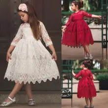 Kidlove; детское кружевное платье для девочки; платье принцессы, бантик модное платье с длинным рукавом