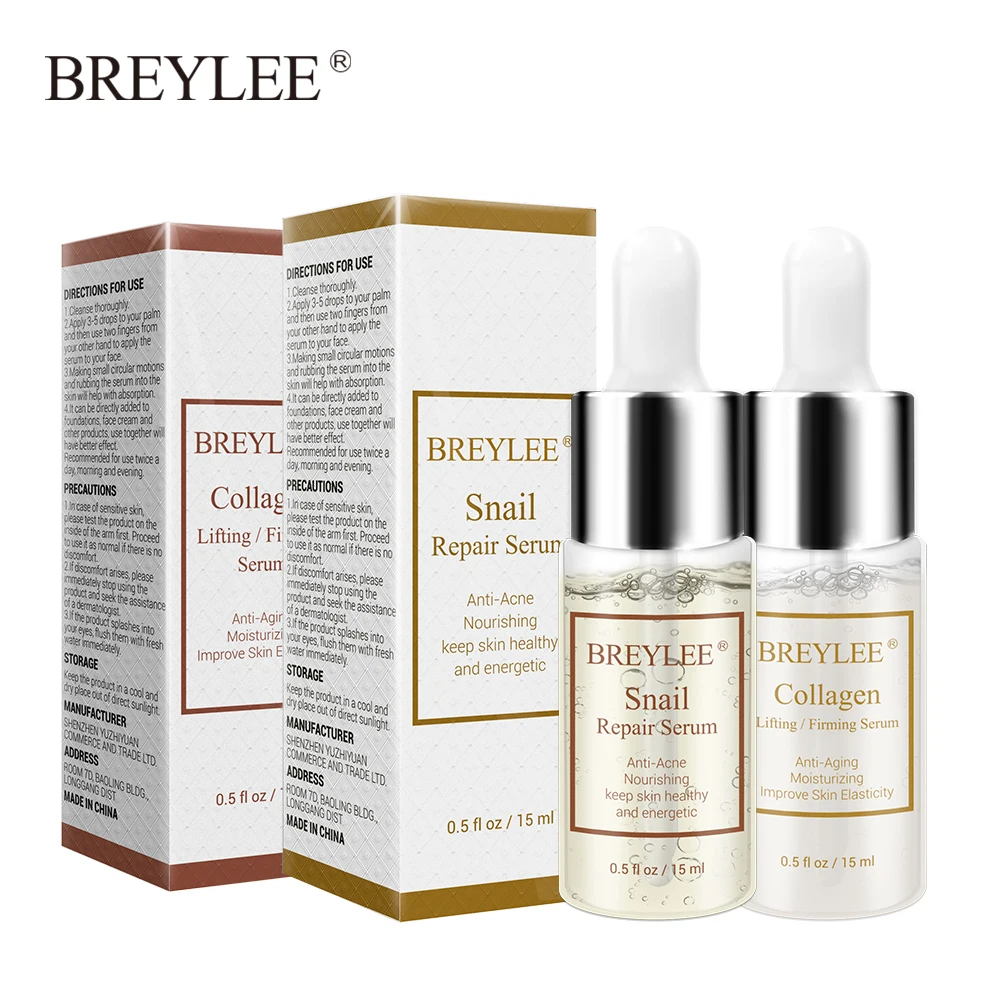 

Breylee Snail Serum+collagen Serum Repairing Lifting Firming Essence Hyaluronic Acid Moisturizing Anti-aging Face Skin Care 2pcs