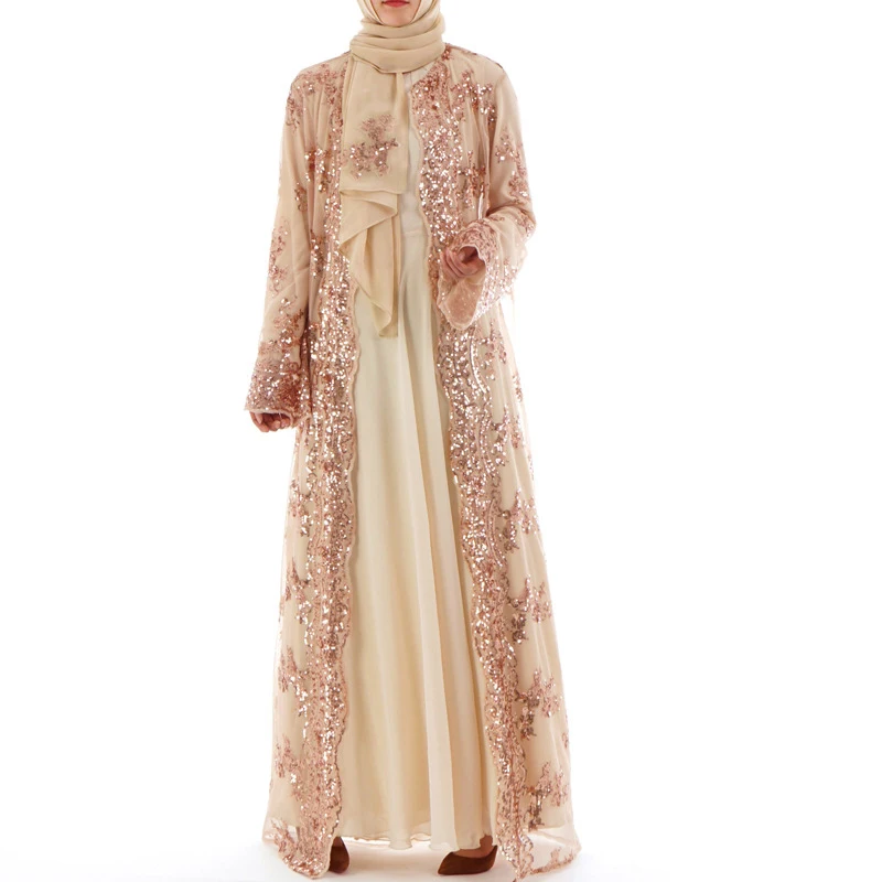 

2019 Abaya Dubai Luxury High Class Sequins Muslim Dress Embroidery Lace Ramadan Kaftan Islam Kimono Women Turkish Eid Mubarak