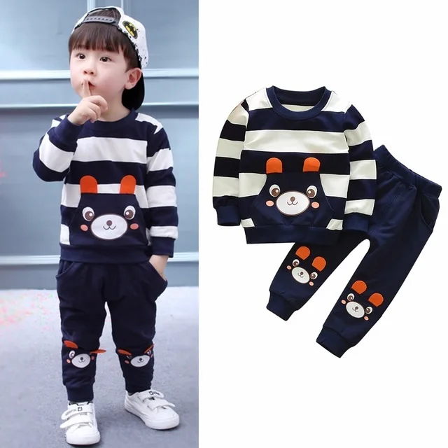 2018 New Products Listed Spring and Autumn Baby Boys and Girls 0-2Years Children's Sets Striped stripe Children's Clothing 2PCS