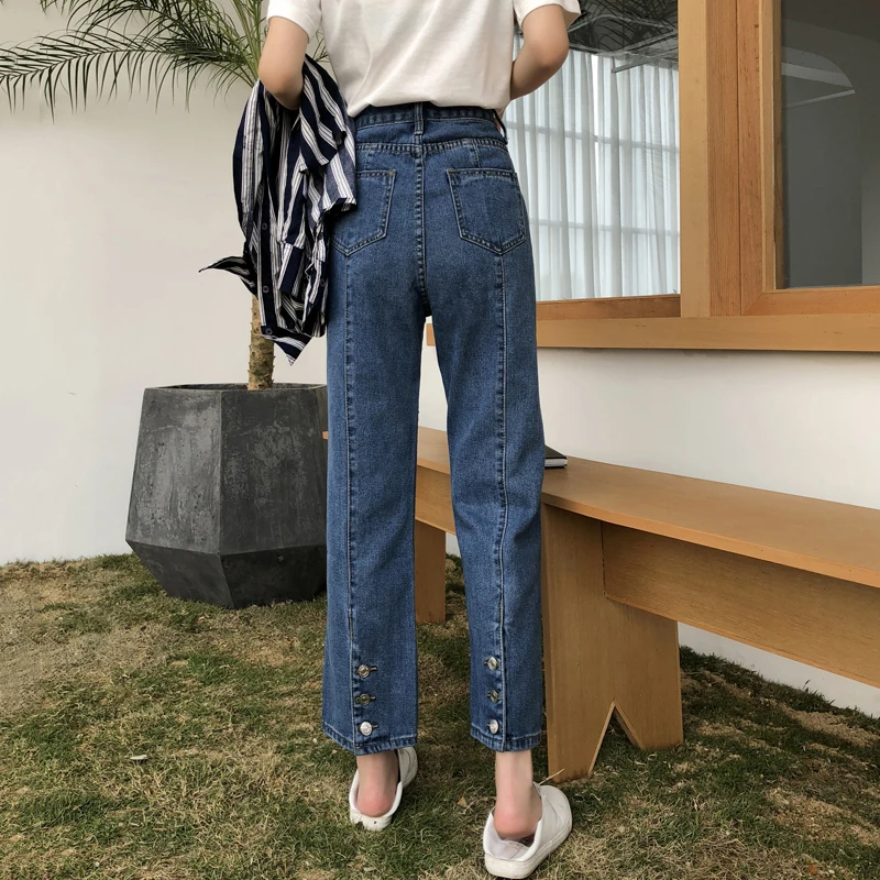 

Spring Summer New Slim Straight Denim Pants Vintage High Waist Jeans Womens Casual Loose Cowboy Pants