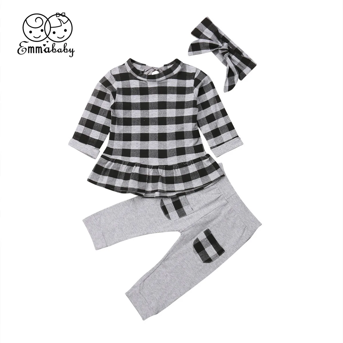 

3PCS Baby Girls Outfits T-shirt + Pants Set Toddler Autumn Clothes Tracksuit US
