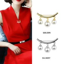 Gold Silver Color Hanger Brooches For Women Fashion Accessories Lovely Simulated Pearl Anti-Light Brooch Pins cmajor flower shaped brooch with pearl jewelry silver gold color brooches for women