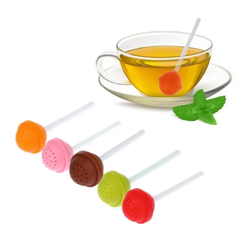 

1 Pcs Cute Lollipop Shape Tea Infuser Silicone Puer Tea Strainer Loose-Leaf Spice Flower Herbal Tea Filter Funny Gift