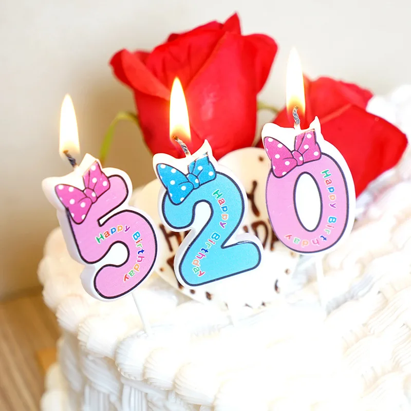 

Blue Pink 0-9 Numbers Candle Safely Smokeless for Happy Birthday Party Anniversary Cake Top Decoration Supplies IV001
