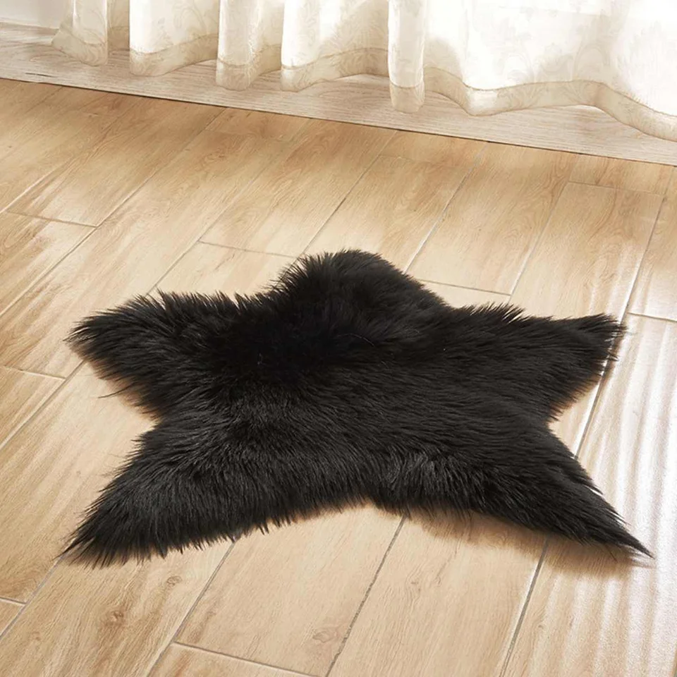 Star Fish Shaped Ground Mat Furry Artificial Cushion Warm Plush Fish Shaped Ground Mat Furry Artificial