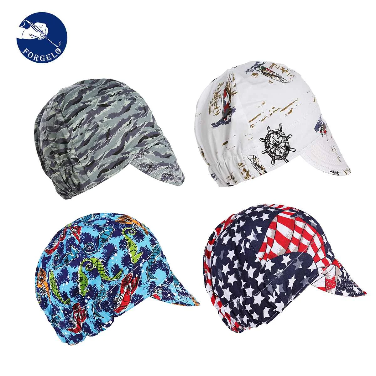 

FORGELO Cotton Welding Cap Hat Welders Retardant Cotton Helmet Adjustable Application to Welding Safety Protective Welding Helme