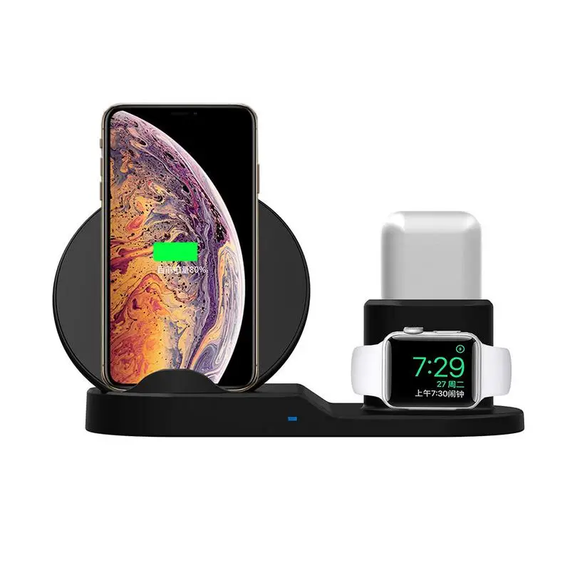

Charger Holder Multi-functional 3 In 1 10W Fast Wireless Charger Stand Accessory For Smart Watch Mobile Phone