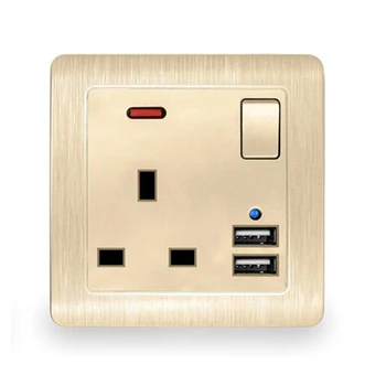 

Type 86 Three-Hole Dual Usb Uk Socket With Switching Power Supply Panel Usb Charging Socket Uk Plug Usb Switch(Uk Plug)