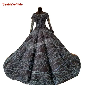 

Backlakegirls Black Pattern Luxury Tassel Beaded Evening Formal Dress Vintage Ball Gowns Court Train Off Shoulder Evening Gowns
