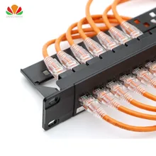 19 дюймов 1U шкафа проходной 24 Порты и разъёмы CAT6 патч Панель RJ45 сетевой кабель-переходник ввод/вывод Keystone Jack модульный распределительный шкаф