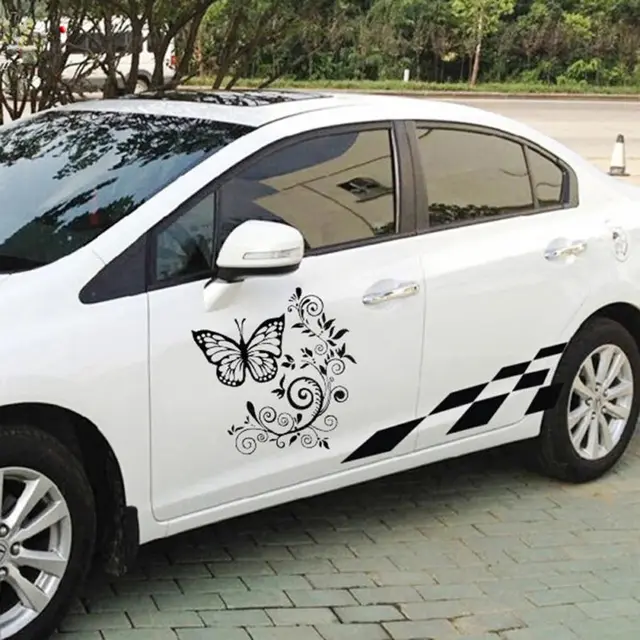 25 25cm Butterfly Flower Hood Tailgate Side Window Decal Car Sticker Decoration Sweet Auto Sticker Decal Decorate Sticker