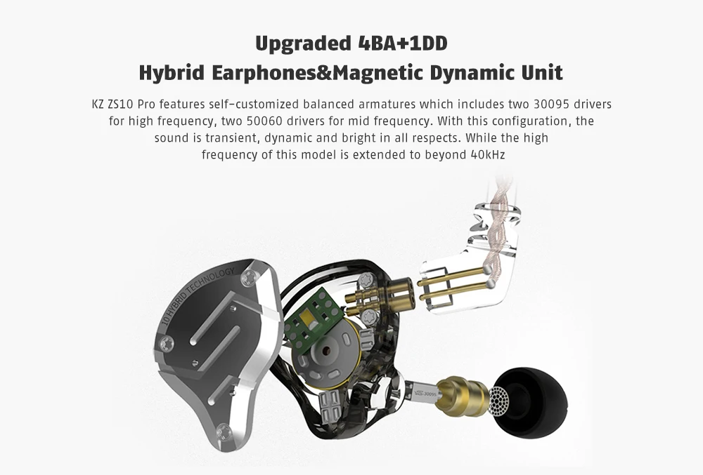 Плотным верхним ворсом KZ ZS10 Pro 4BA + 1DD наушники 10 блок Hi Fi регулятор баса подвижные