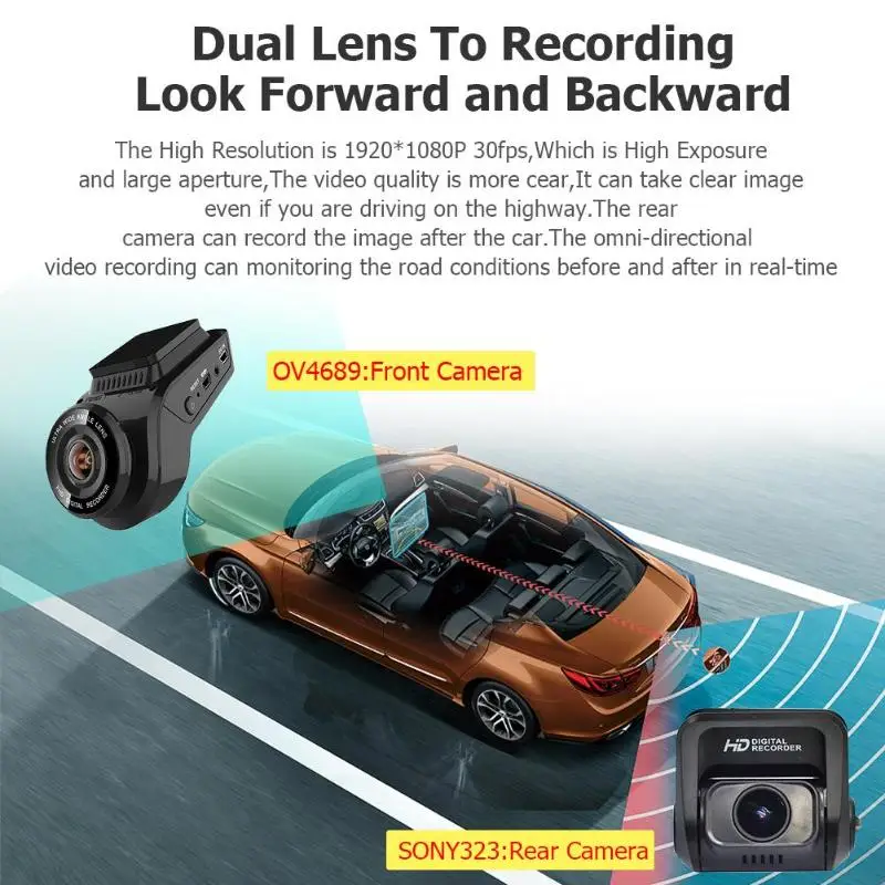  T691C Front 4K 2160P Auto DVR Kamera 1080P FHD Dash Cam Mit 32GB TF Karte Dual objektiv mit WiFi un