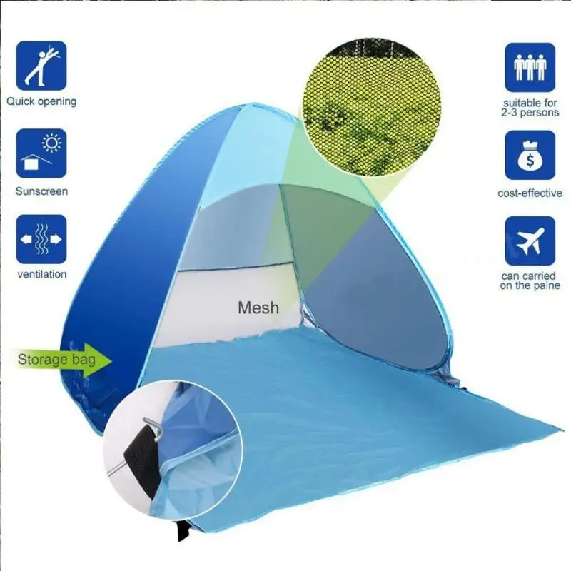 

Automatic Camping Tent Ship From RU Beach Tent 2-3 Persons Tent Instant Pop Up Open Anti UV Awning Tents Outdoor Sunshelter