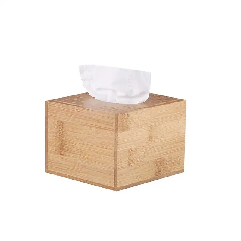 1pc Tissue Box Desktop Bamboo Square Paper Case Napkin Holder Container for Hotel Shop Car Office | Дом и сад
