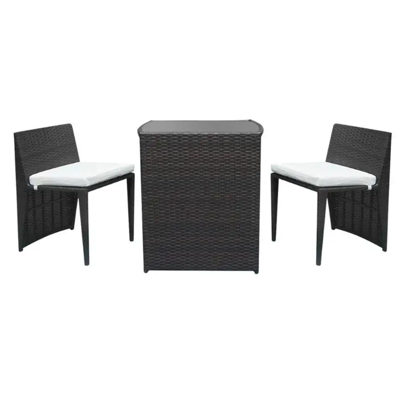 

Brown Gradient 2pcs Chairs + 1 Bar Table Outdoor Modern Dessert Shop Cafe Rattan Sofa Set